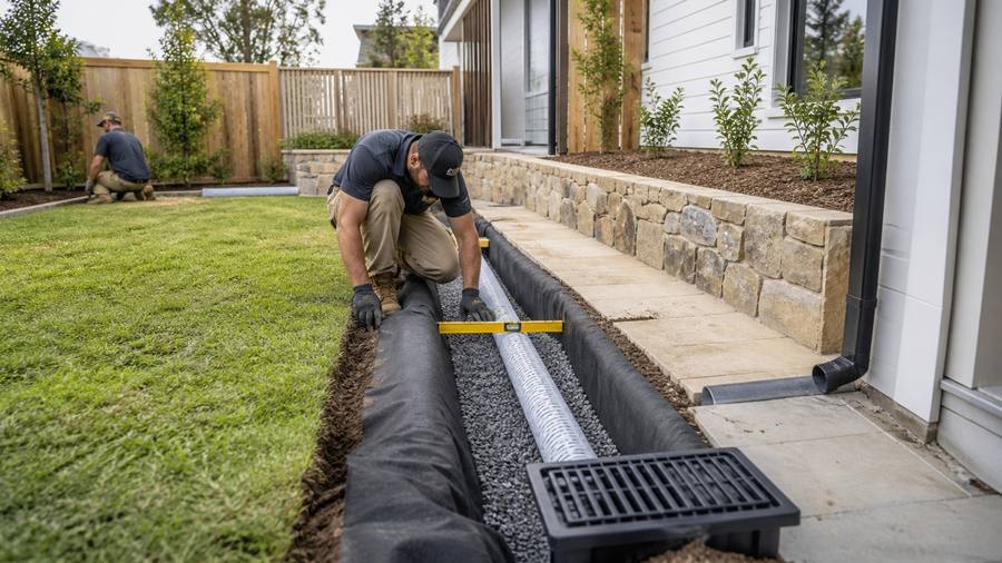 Landscape drainage installation