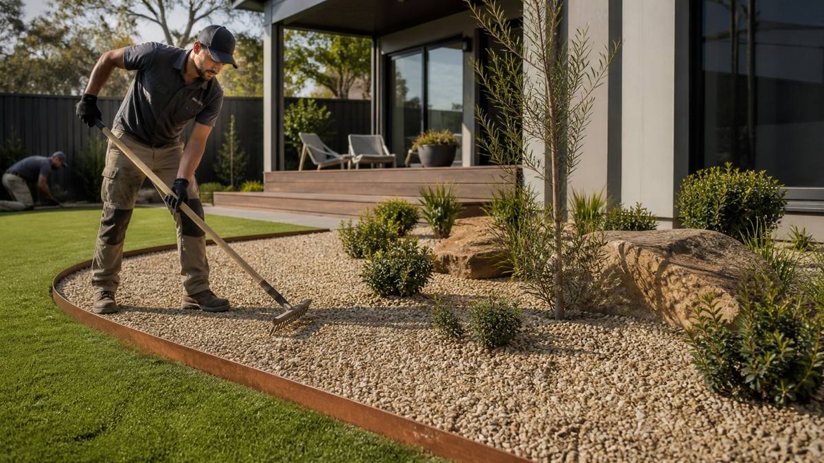 Decorative gravel and garden edging