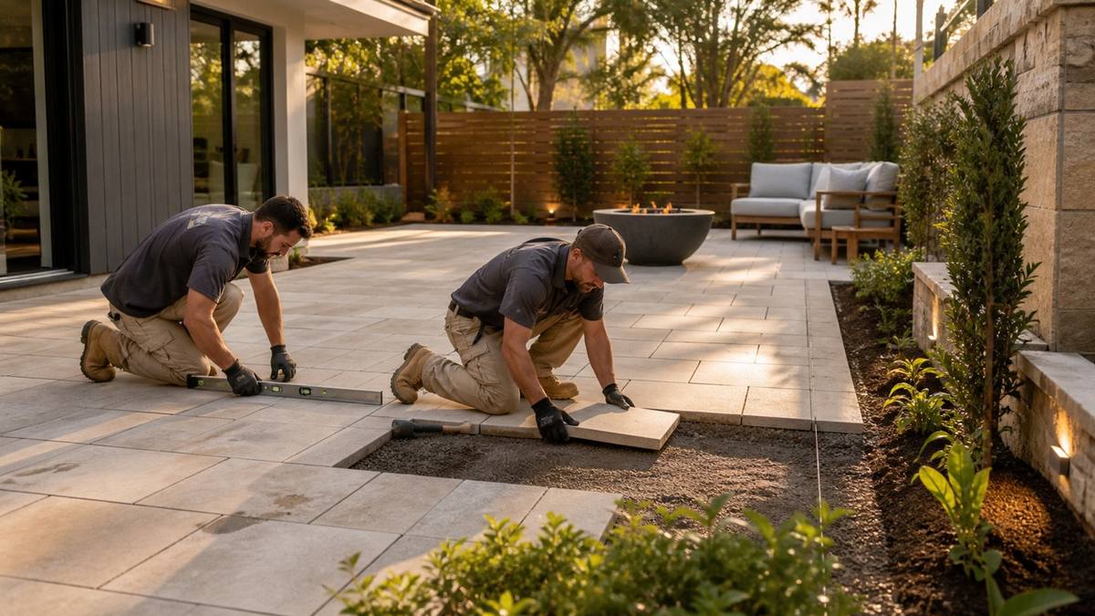 Landscape paving and patio area