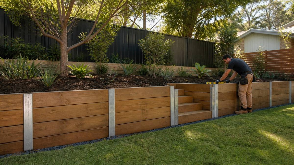 Timber retaining wall built in the ACT